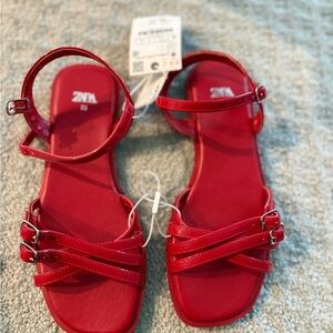Zara Vibrant Red Strappy Sandals